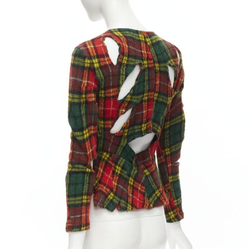 Junya Watanabe Vintage 1995 rosso punk plaid in lana cotta, giacca tagliata S in vendita 1