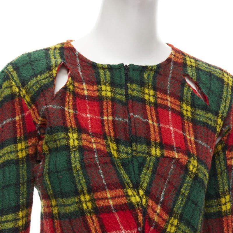 Junya Watanabe Vintage 1995 rosso punk plaid in lana cotta, giacca tagliata S in vendita 3