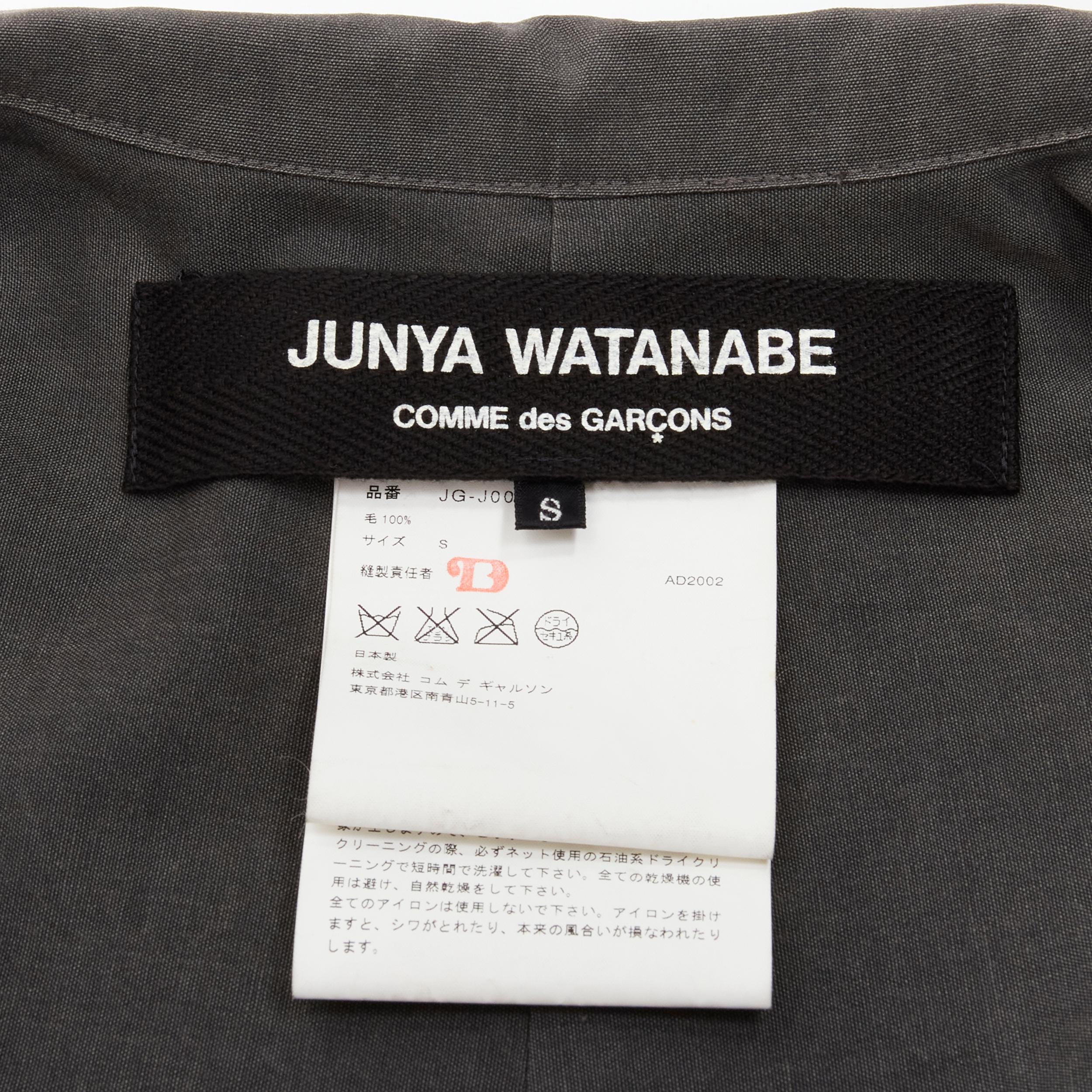JUNYA WATANABE Vintage 2002 grey wool twist draped pleated waist blazer jacket S 5