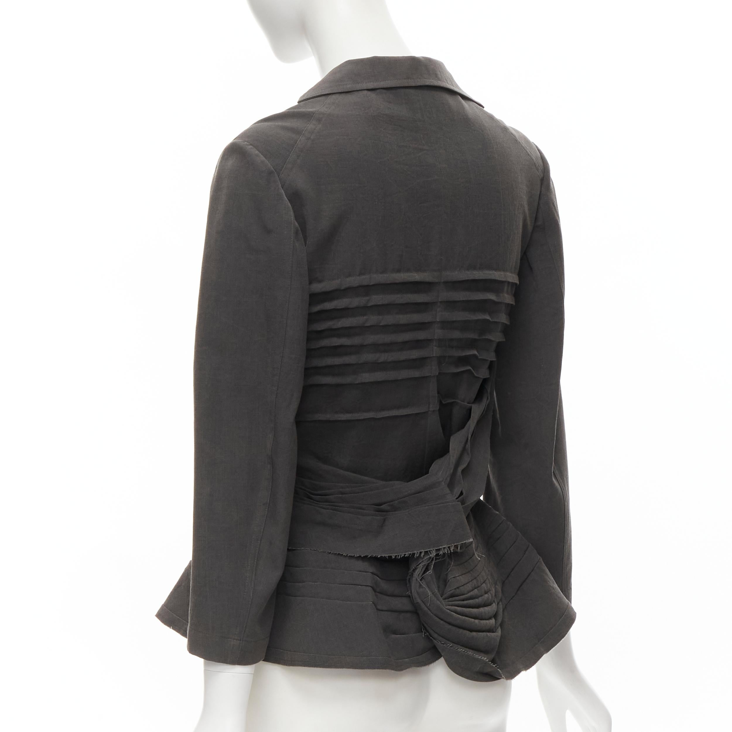 JUNYA WATANABE Vintage 2002 grey wool twist draped pleated waist blazer jacket S 1