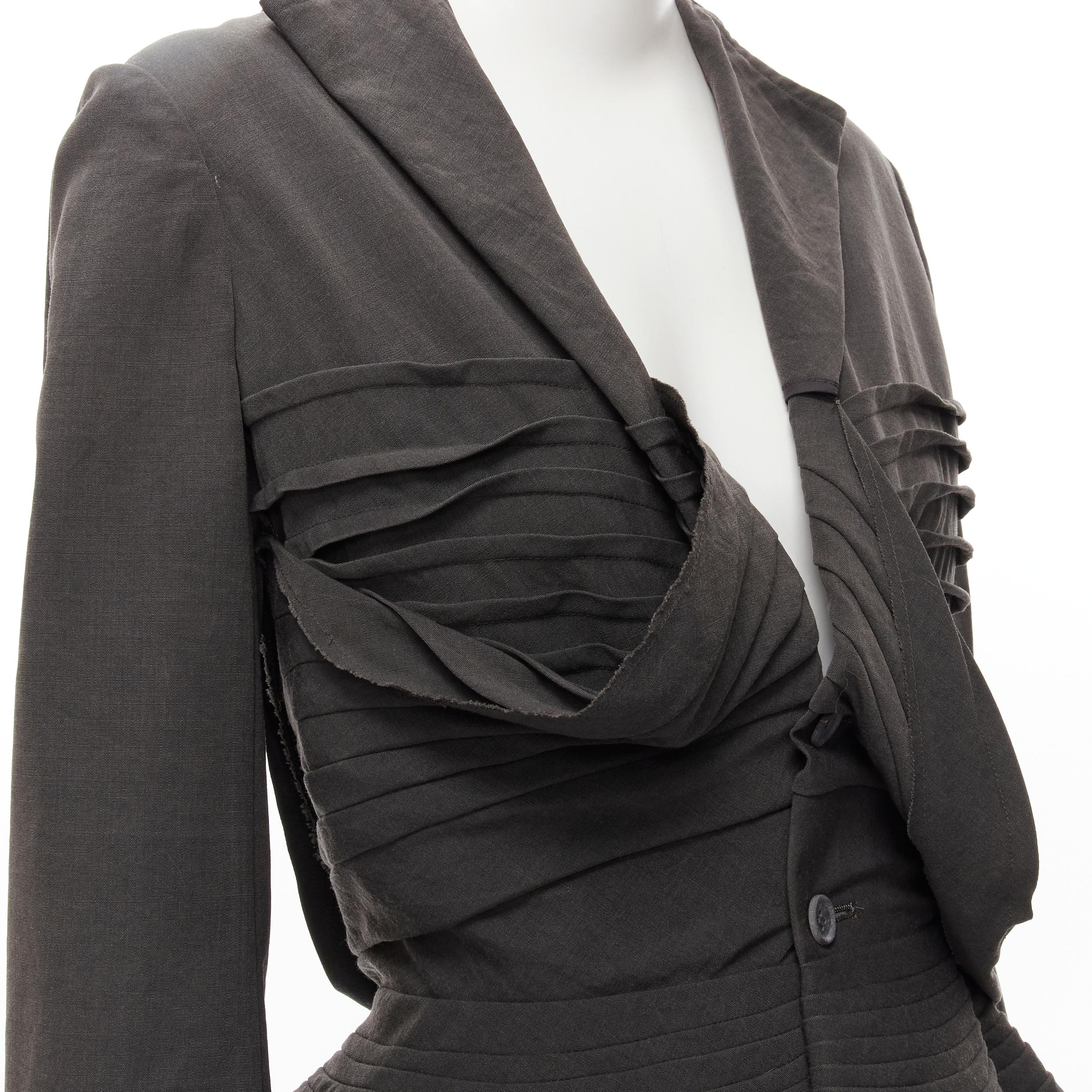JUNYA WATANABE Vintage 2002 grey wool twist draped pleated waist blazer jacket S 2