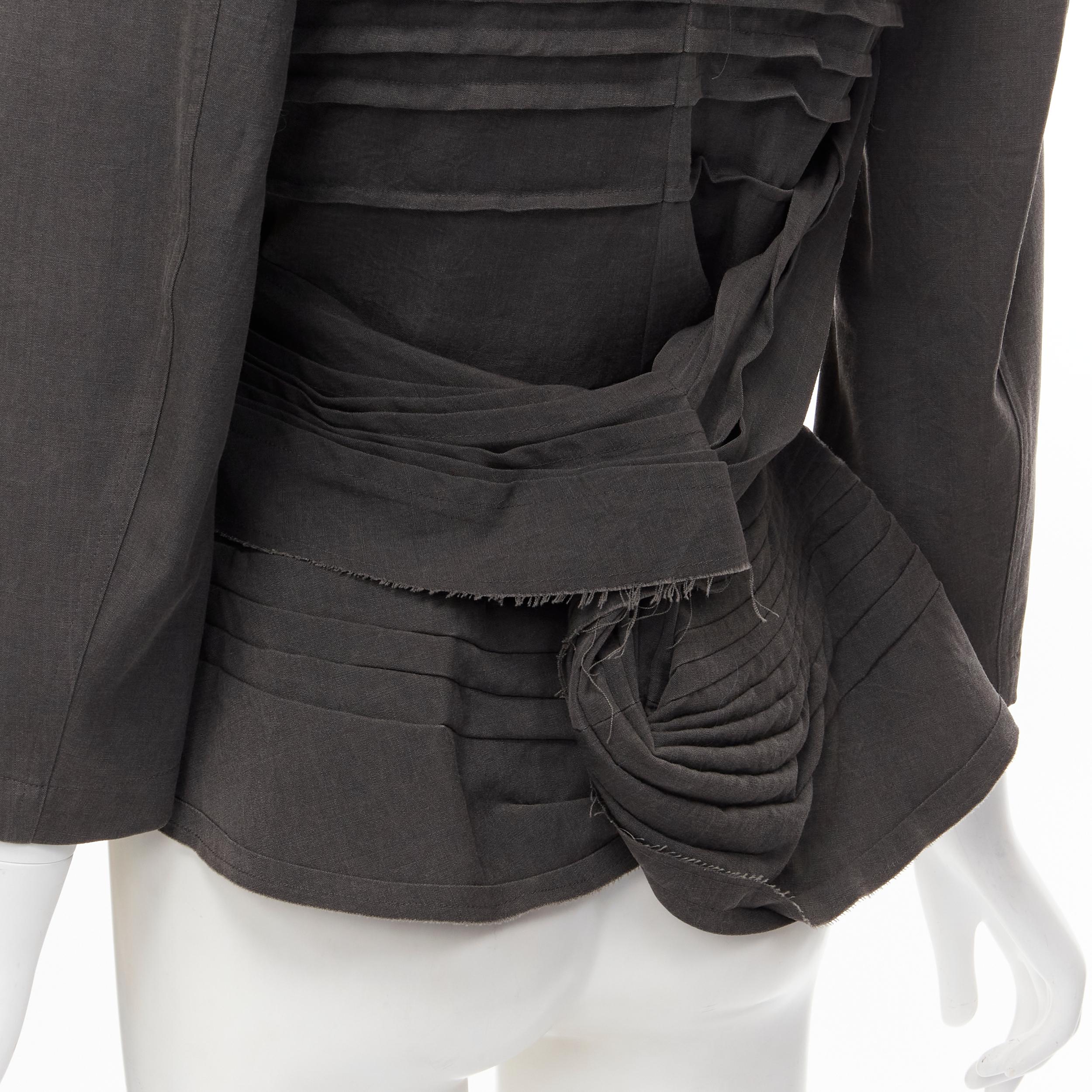 JUNYA WATANABE Vintage 2002 grey wool twist draped pleated waist blazer jacket S 3