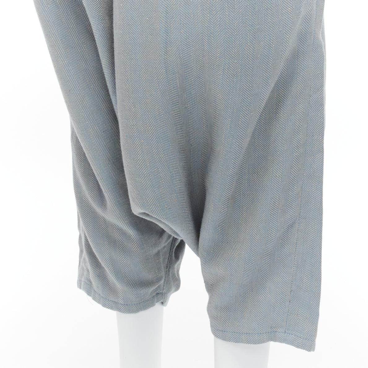 JUNYA WATANABE washed blue chevron fabric low waist drop crotch harem pants 3