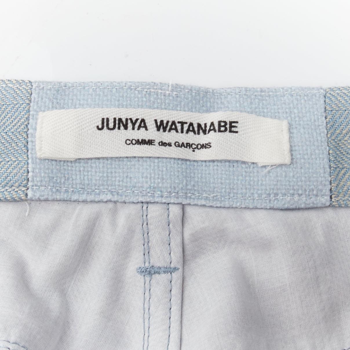 JUNYA WATANABE washed blue chevron fabric low waist drop crotch harem pants 4
