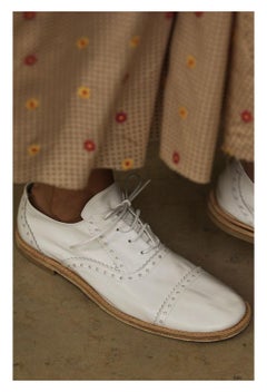 Junya Watanabe White Perforated Leather Brogue Shoes 2003