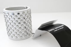 Junya Watanabe White Studded Leather Cuff Bracelet Unisex