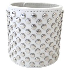 Junya Watanabe White Studded Leather Cuff Bracelet Unisex