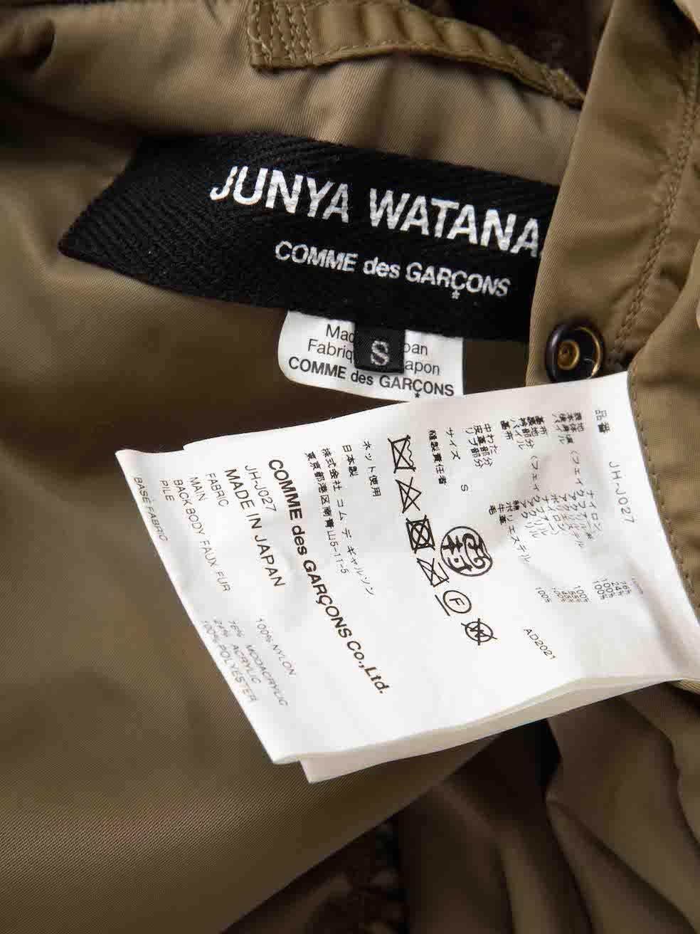 Junya Watanabe X Comme des Garcons Khaki Fur Panel Bomber Jacket Size S 4