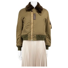 Junya Watanabe X Comme des Garcons Khakifarbene Bomberjacke mit Pelzverkleidung Größe S