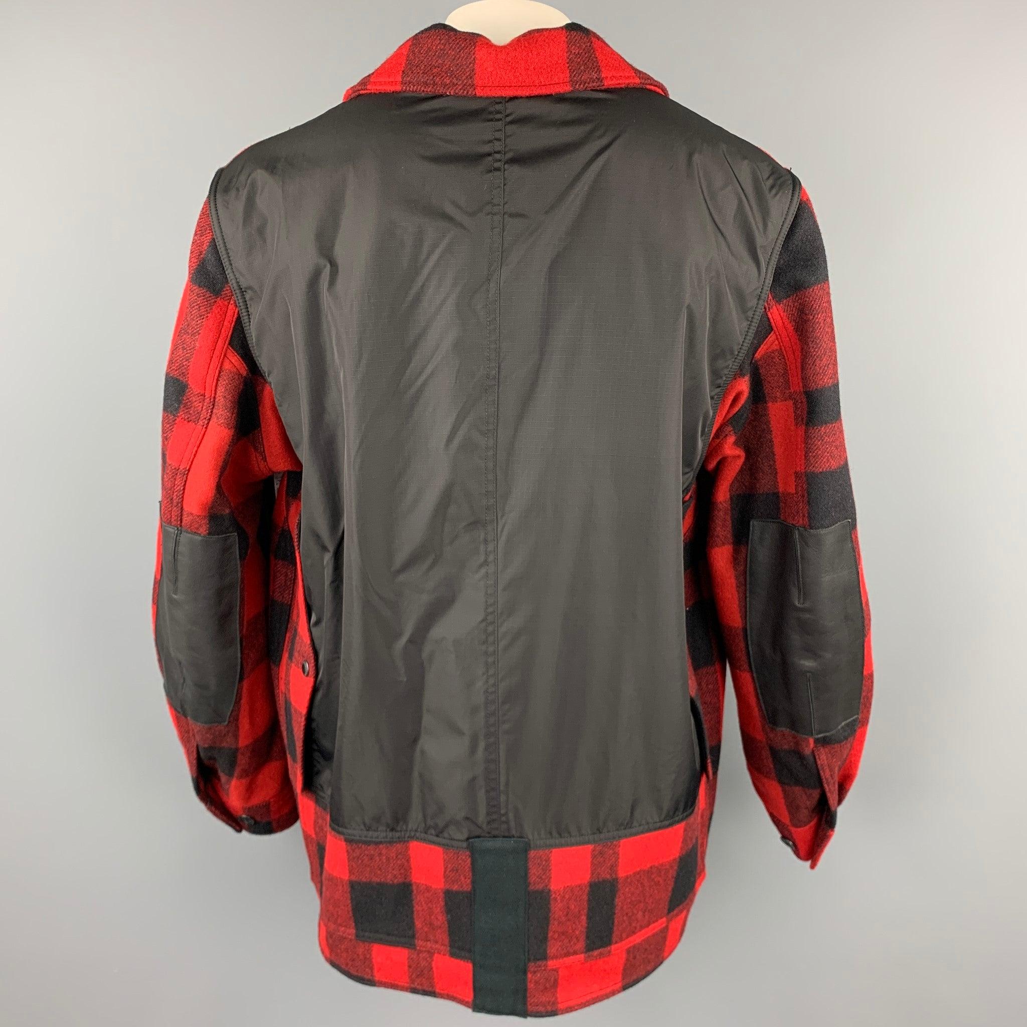 JUNYA WATANABE x FILSON Größe XXL Rote Schwarze Buffalo karierte Wolljacke im Angebot 1