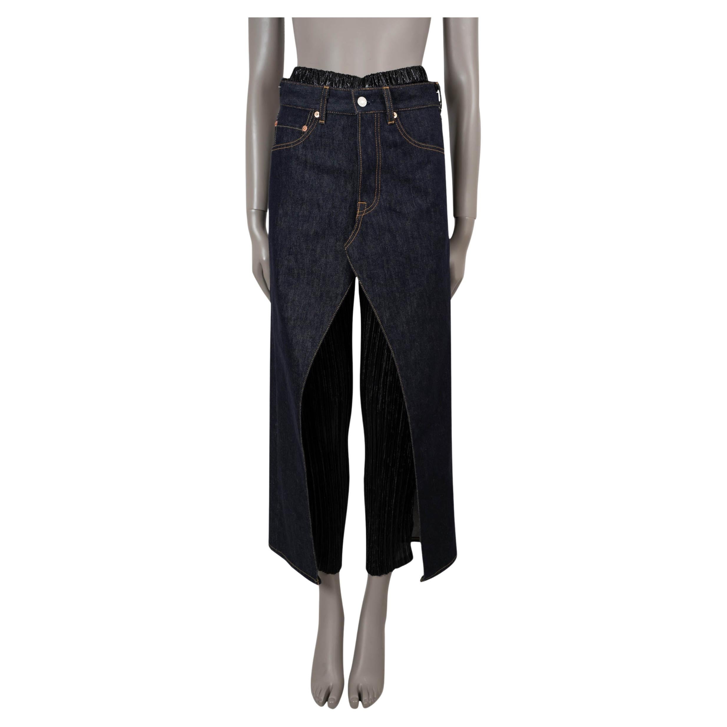 JUNYA WATANABE x LEVIS Schwarze & blaue PLISSE & DENIM LAYERED Hose S