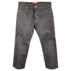 JUNYA WATANABE x LEVI'S Größe L Indigofarbene Patchwork-Jeans aus Baumwollmischung mit großen Taschen