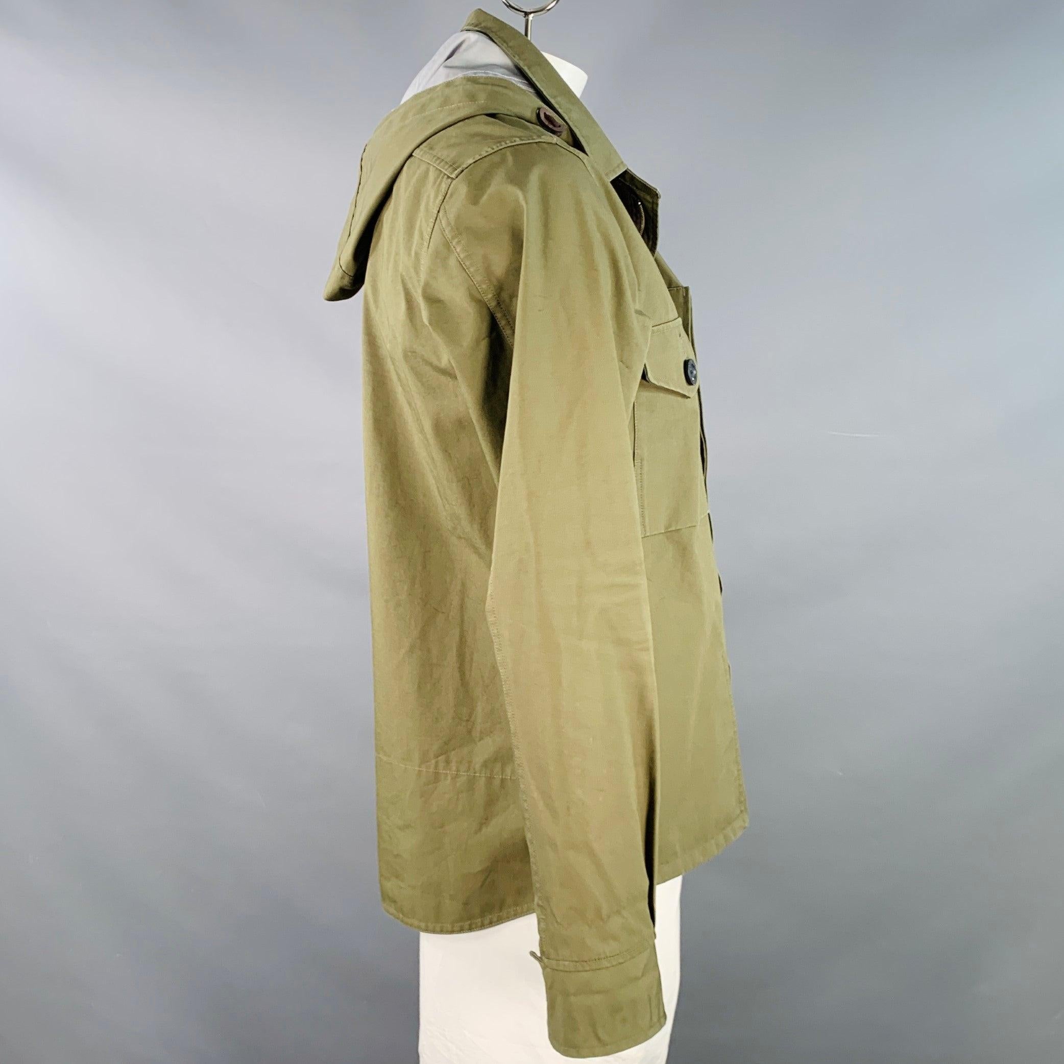Brown JUNYA WATANABE x THE NORTH FACE FW17 Size XL Green Olive Cotton Nylon Rain Resistant Zip Buttons Jacket For Sale