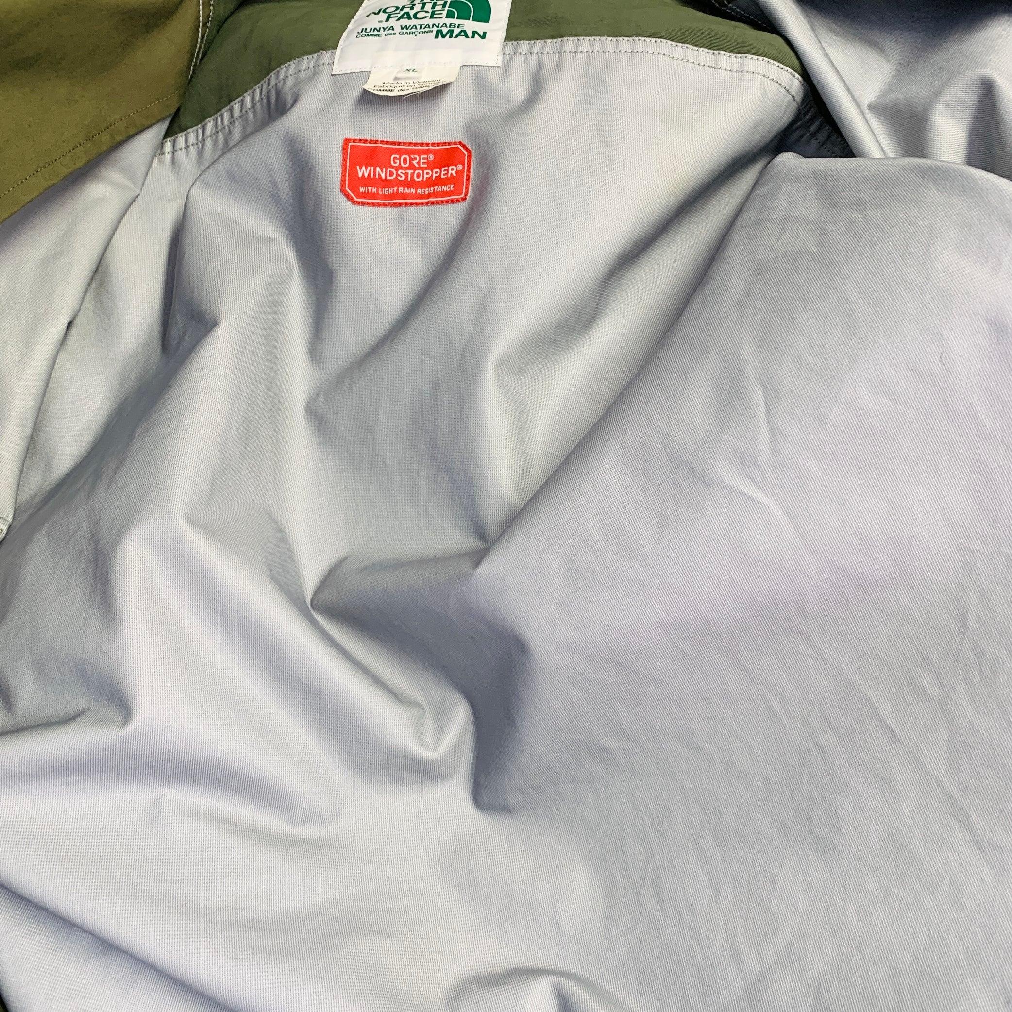 JUNYA WATANABE x THE NORTH FACE FW17 Size XL Green Olive Cotton Nylon Rain Resistant Zip Buttons Jacket For Sale 1