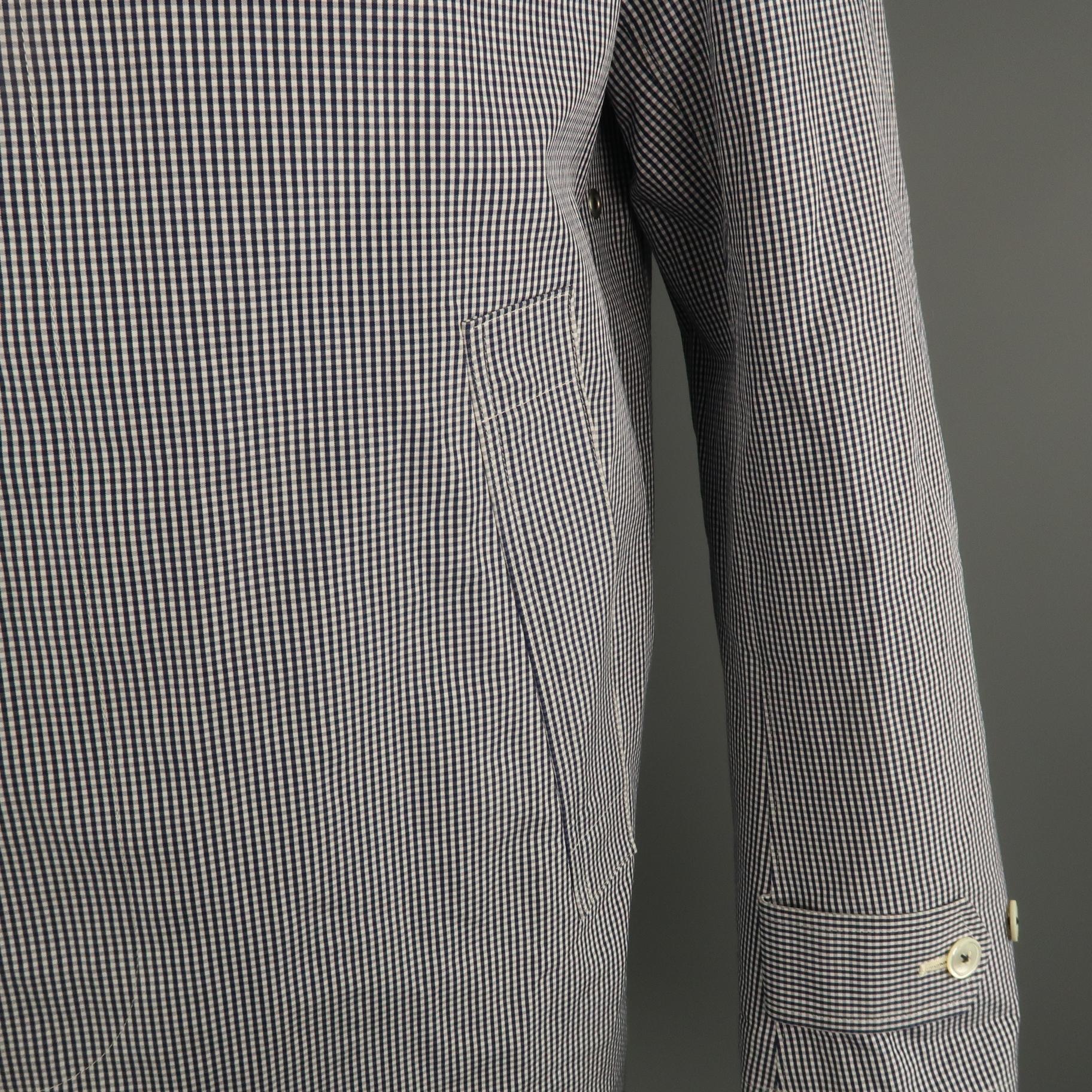 Gray JUNYA WATANABE XL Navy & White Checkered Coated Cotton Detachable Hood Jacket