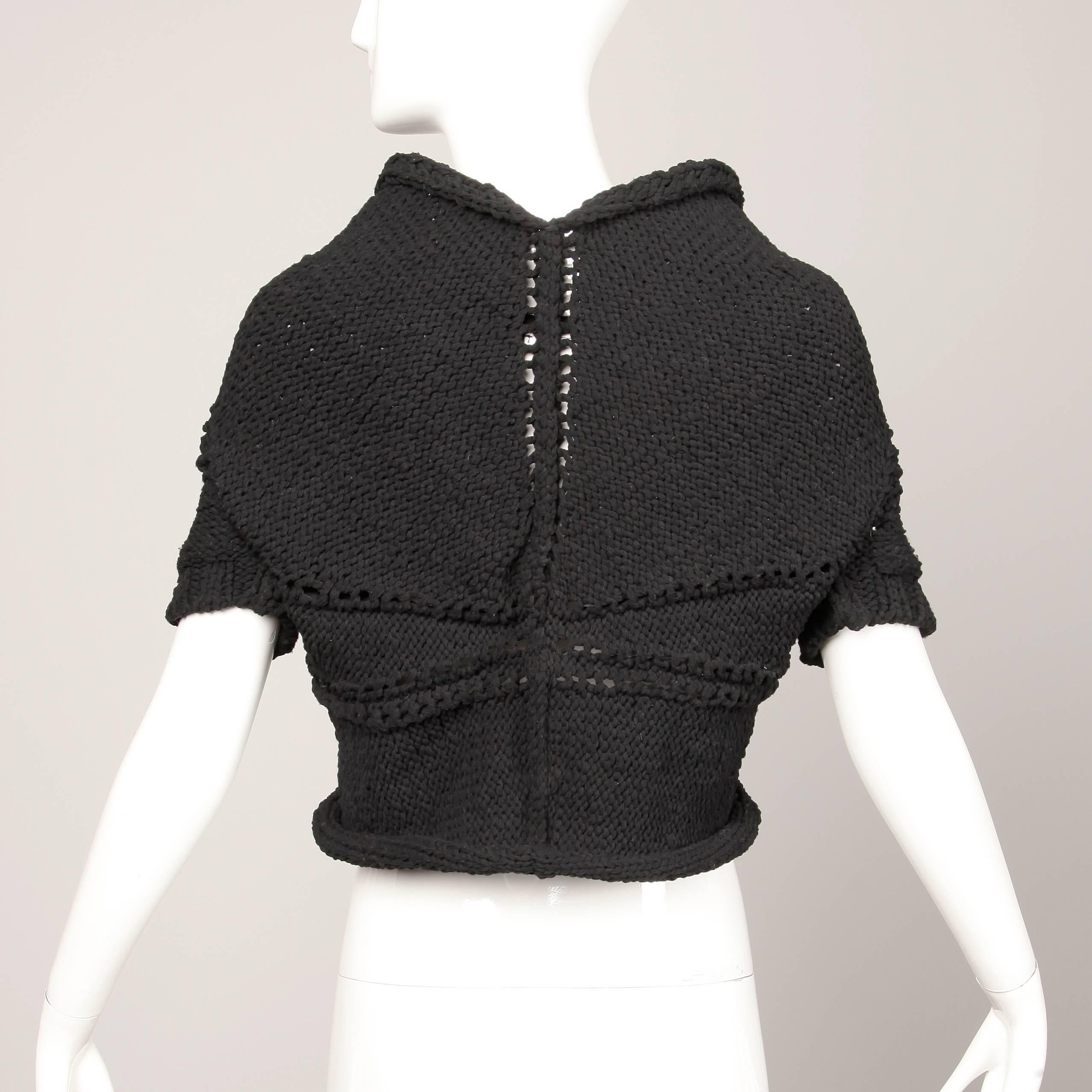 Junya Watanbe Comme des Garcons Avant Garde Black Wool Knit Sweater Top For Sale 1