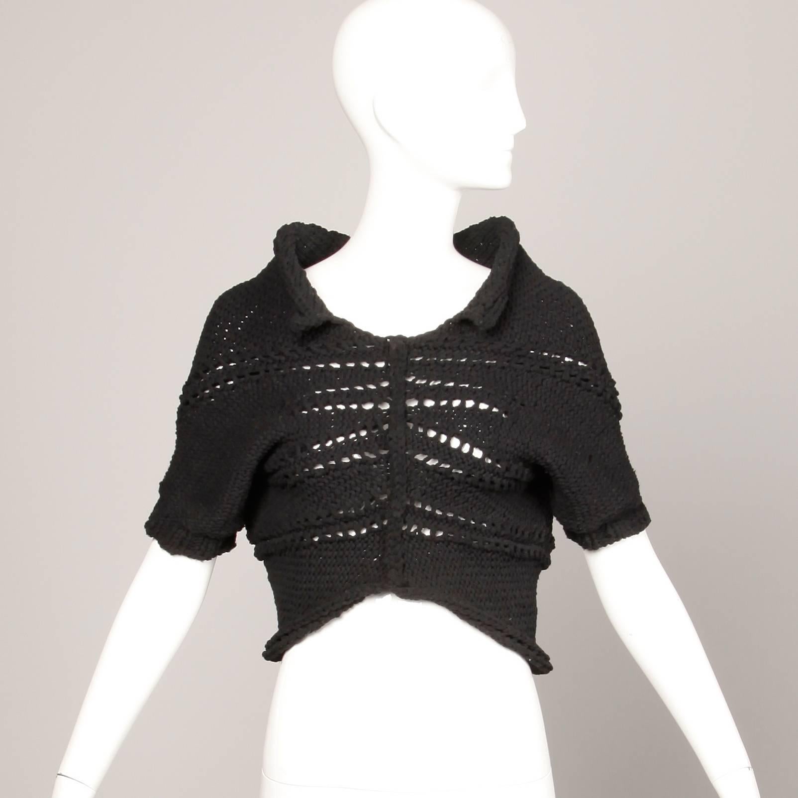 Junya Watanbe Comme des Garcons Avant Garde Black Wool Knit Sweater Top For Sale 3