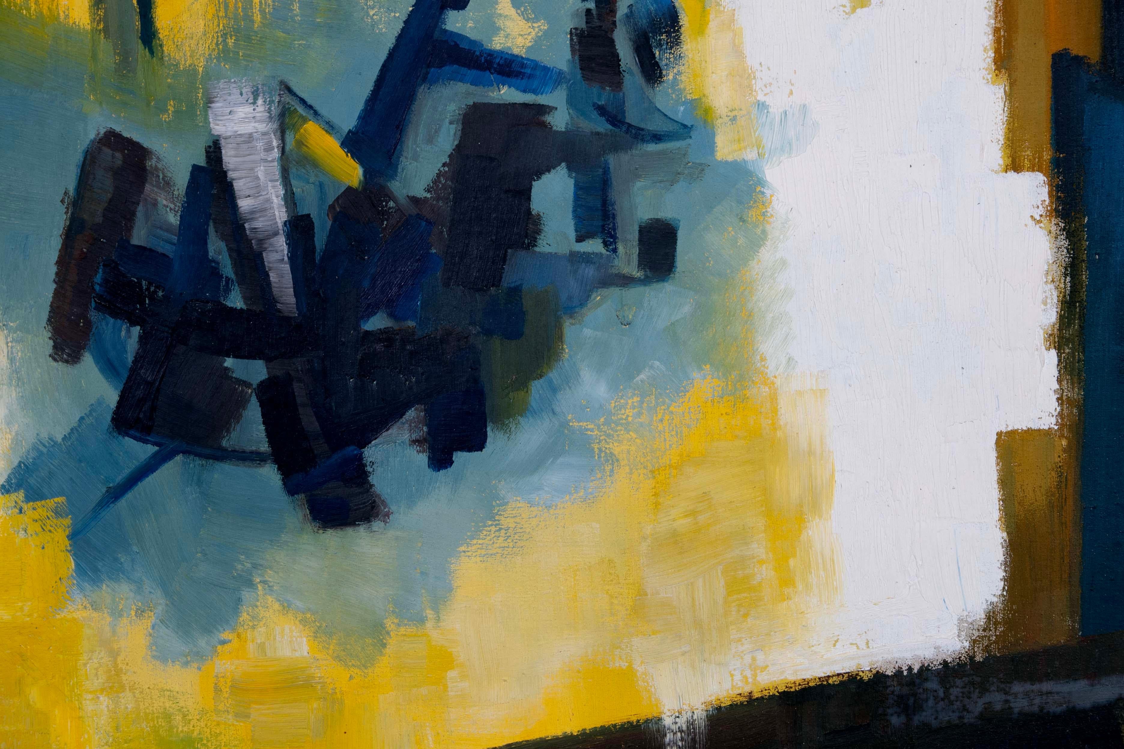 Juozas Bagdonas Firmato Pittura ad olio moderna espressionista astratta su tela 1962 In condizioni buone in vendita a Keego Harbor, MI