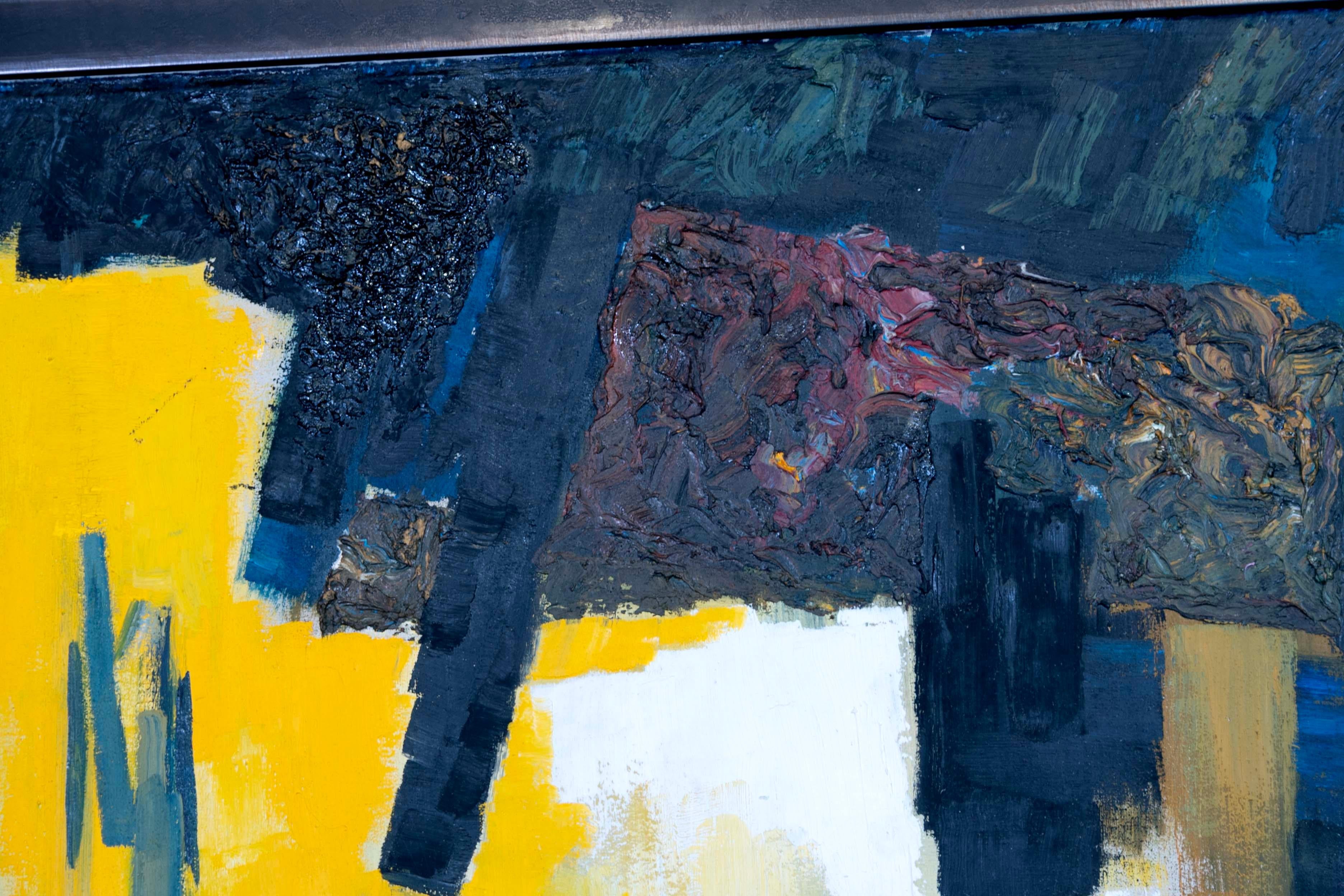 Metà XX secolo Juozas Bagdonas Firmato Pittura ad olio moderna espressionista astratta su tela 1962 in vendita