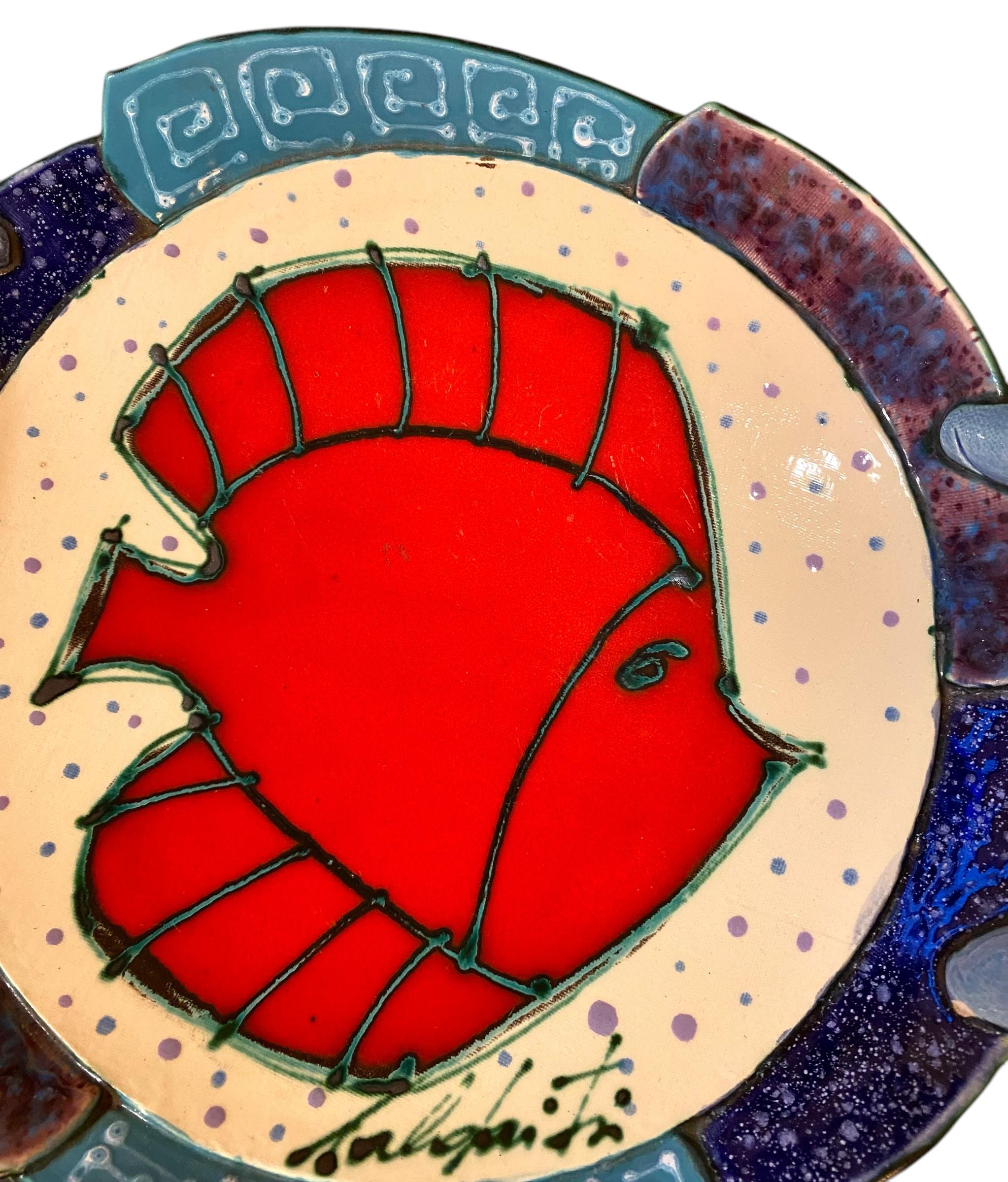 Plato de cerámica con asas Juozas Rasa Saldaitis Fish Decorativo y de Arte Aplicado en venta 7