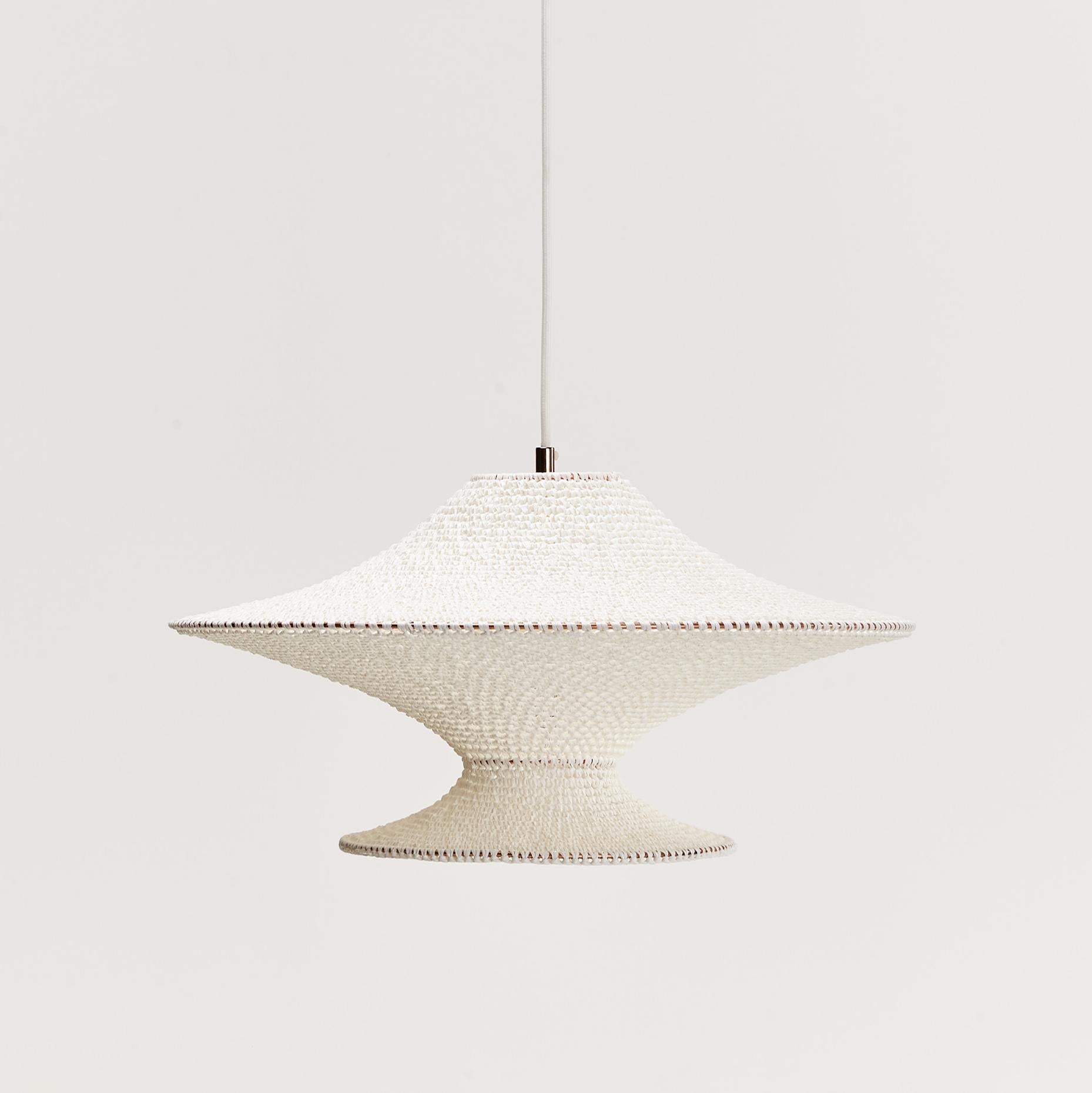 British JUPE Pendant Light Ø60cm/23.6in, Hand Crocheted in 100% Egyptian Cotton For Sale