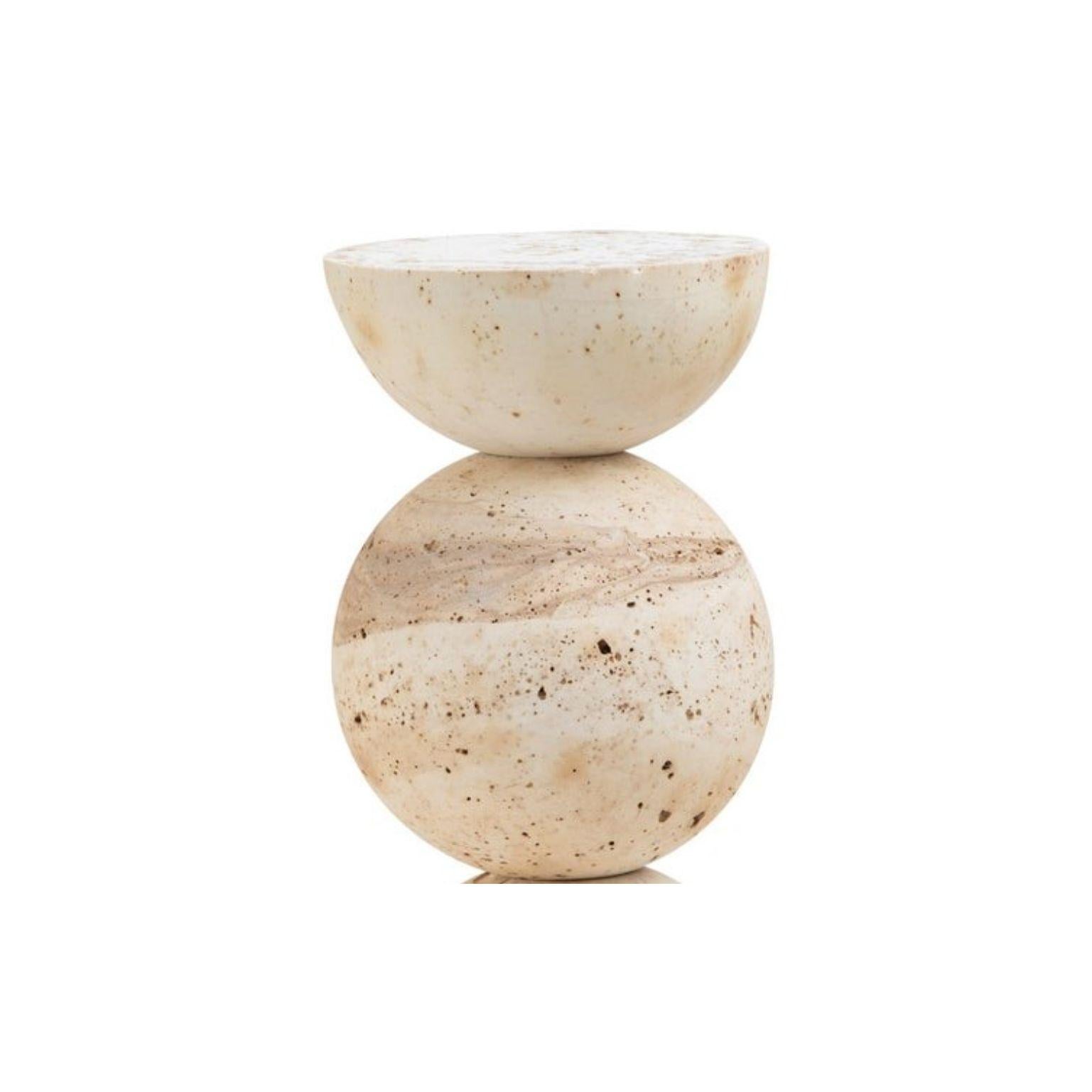 Jupiter 1 half moon by Turbina
Future archeology
Dimensions: Ø 19.5 cm x H 29.5 cm
Materials: MDF

Jupiter project arises from the idea of the stone as symbol of sacredness. Therefore Jupiter is a modular piece composed by spheres and semi