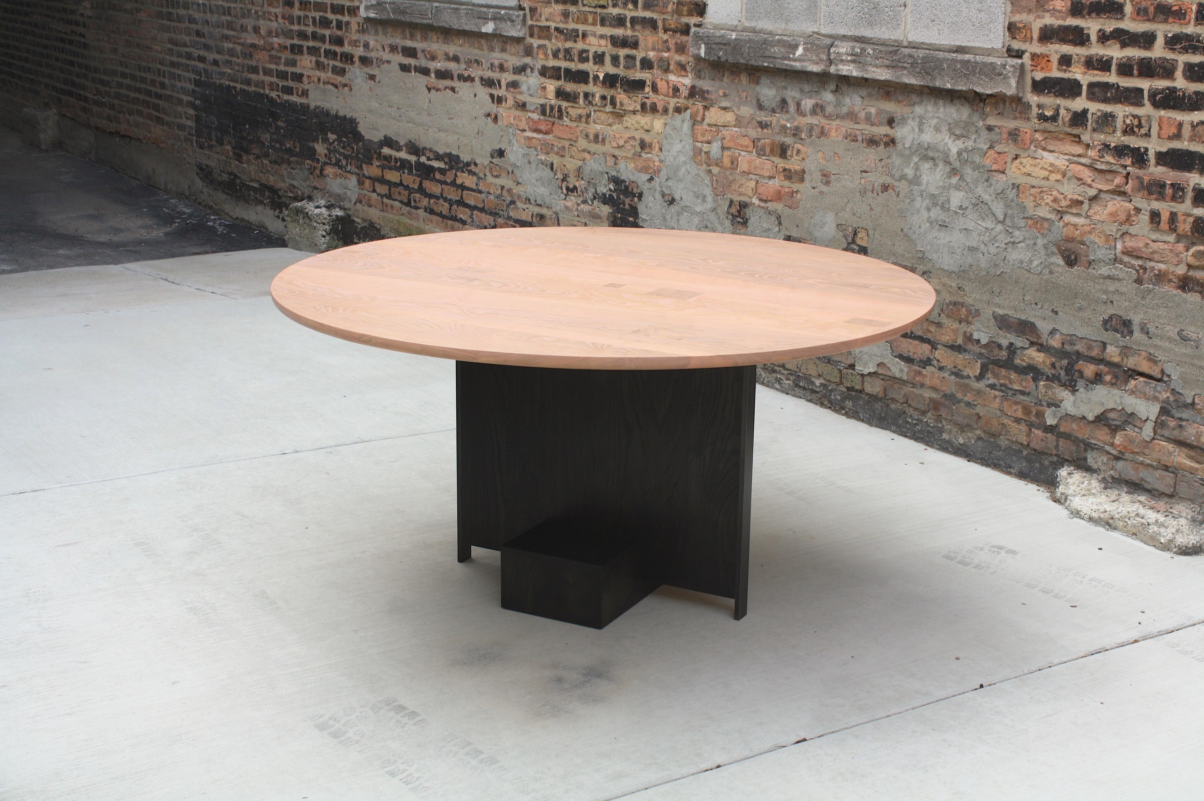 Modern Jupiter, a Customizable Wood Dining Table with Blackened Steel For Sale