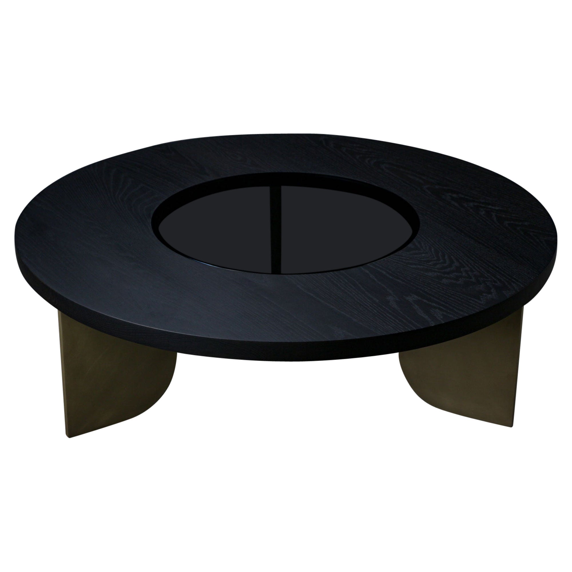 Mesa baja Jupiter by AMBROZIA, Roble ebonizado, Cristal gris oscuro, Latón envejecido