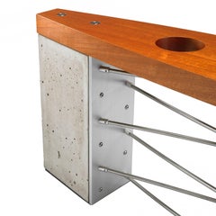 Modern Bench by Peter Harrison with Industrial Concrete Wood and Metal