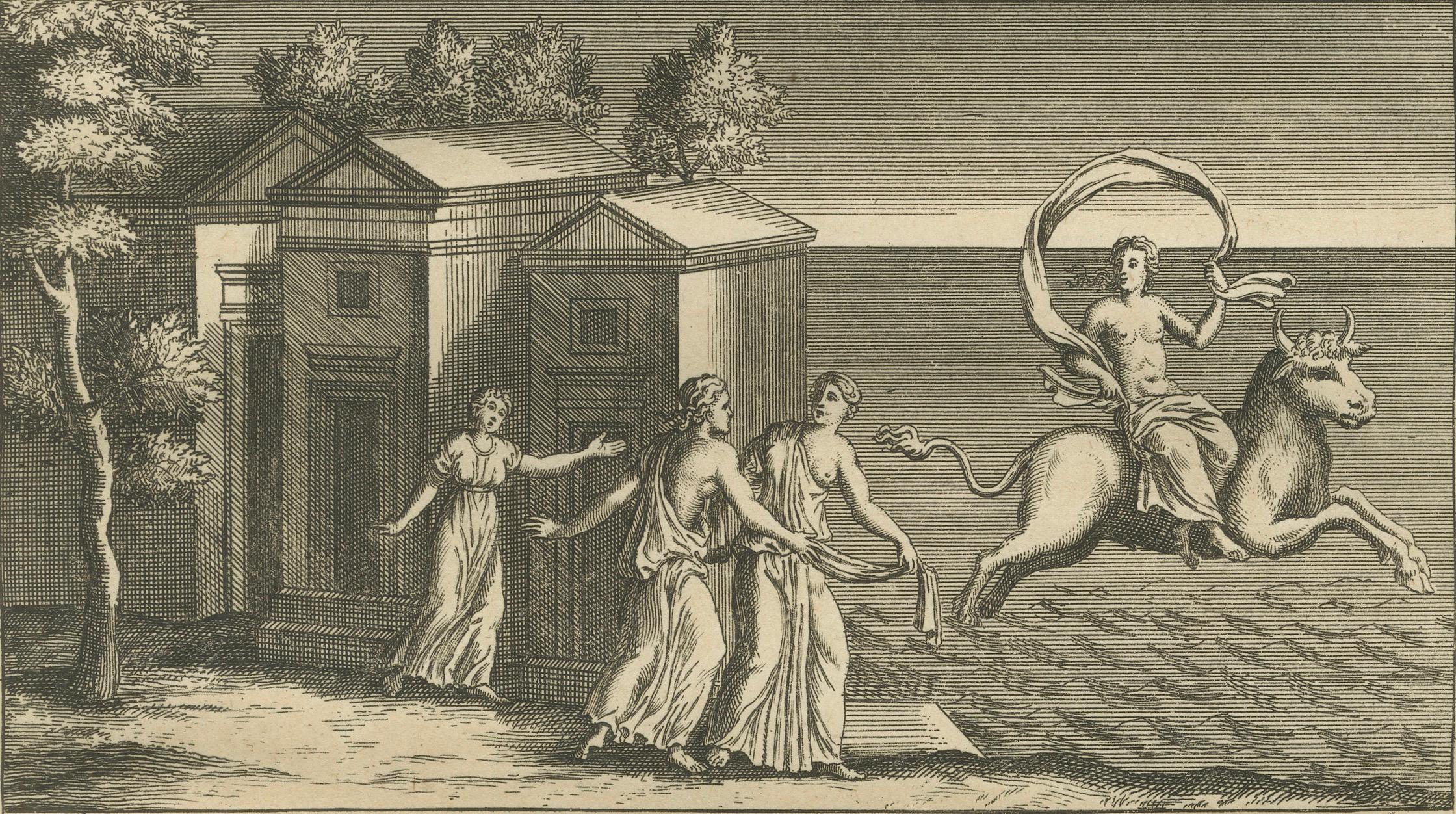 Jupiter Mythological Scenes and Roman Reliefs, Antique Classical Engraving, 1721