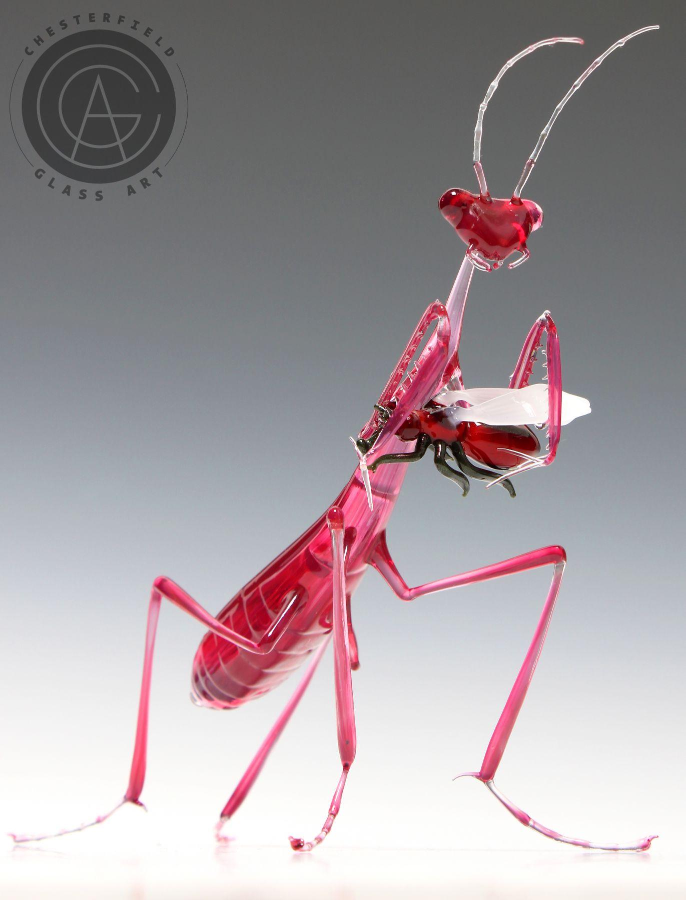 Jupiter Nielsen and Wesley Fleming Figurative Sculpture - Pink Preying Mantis