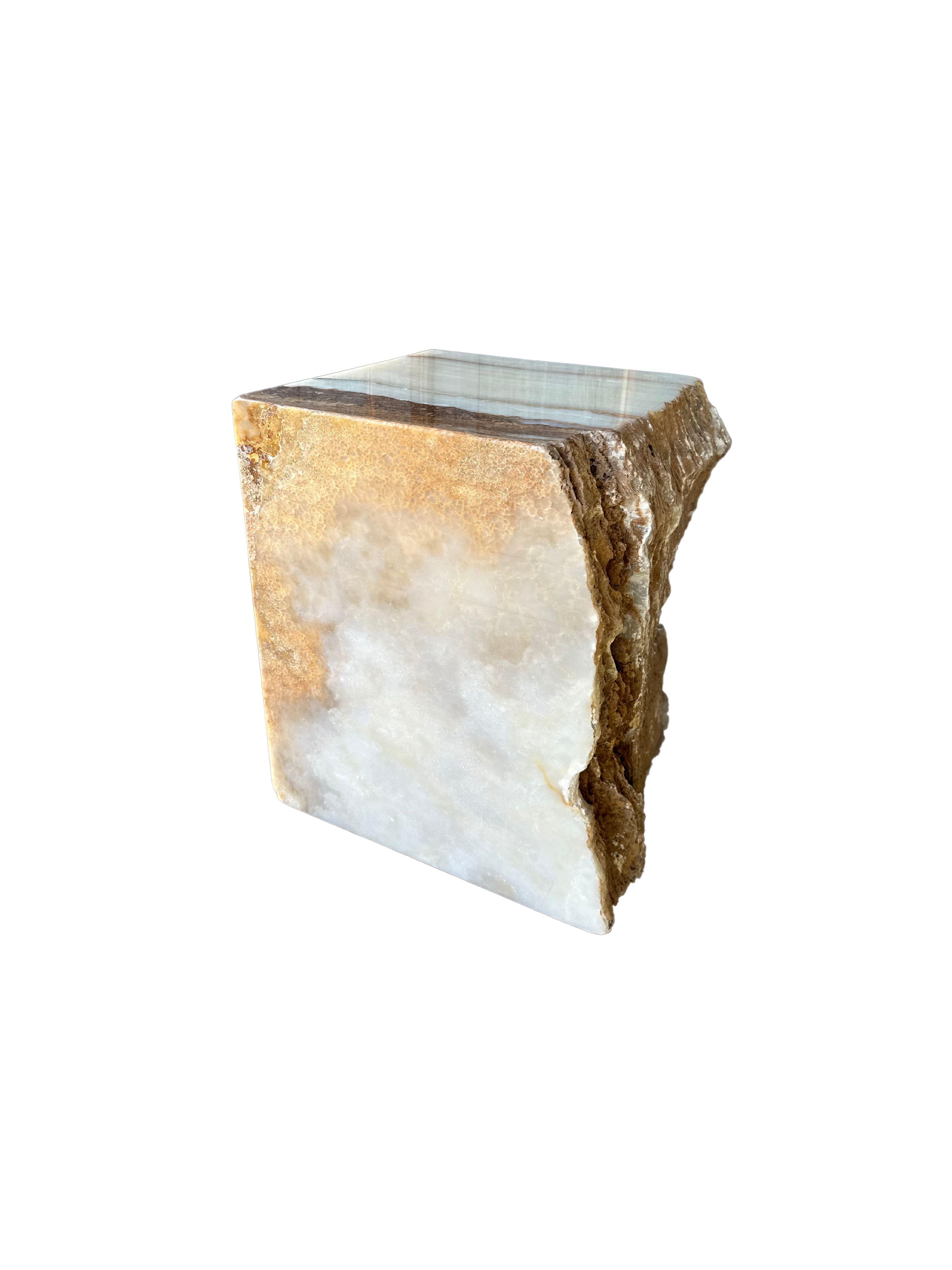 onyx marble block table