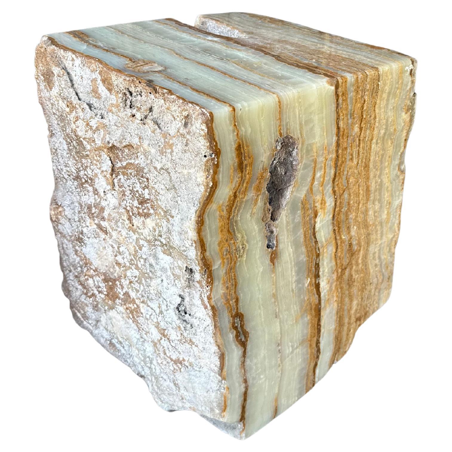 Jupiter Onyx Marble Side Table with Stunning Textures, Modern Organic For Sale