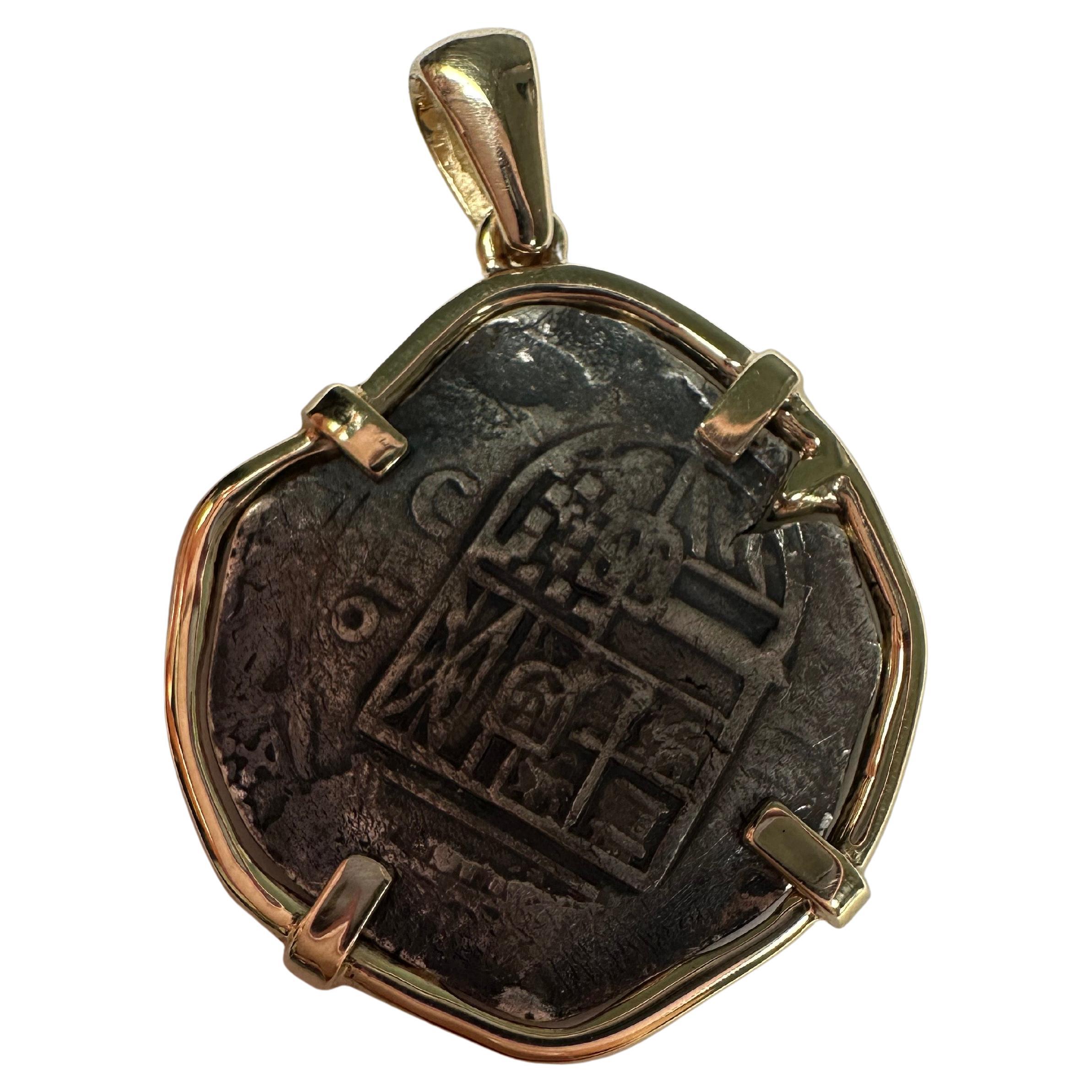 Jupiter Shipwreck coin in 14KT gold pendant setting RARE