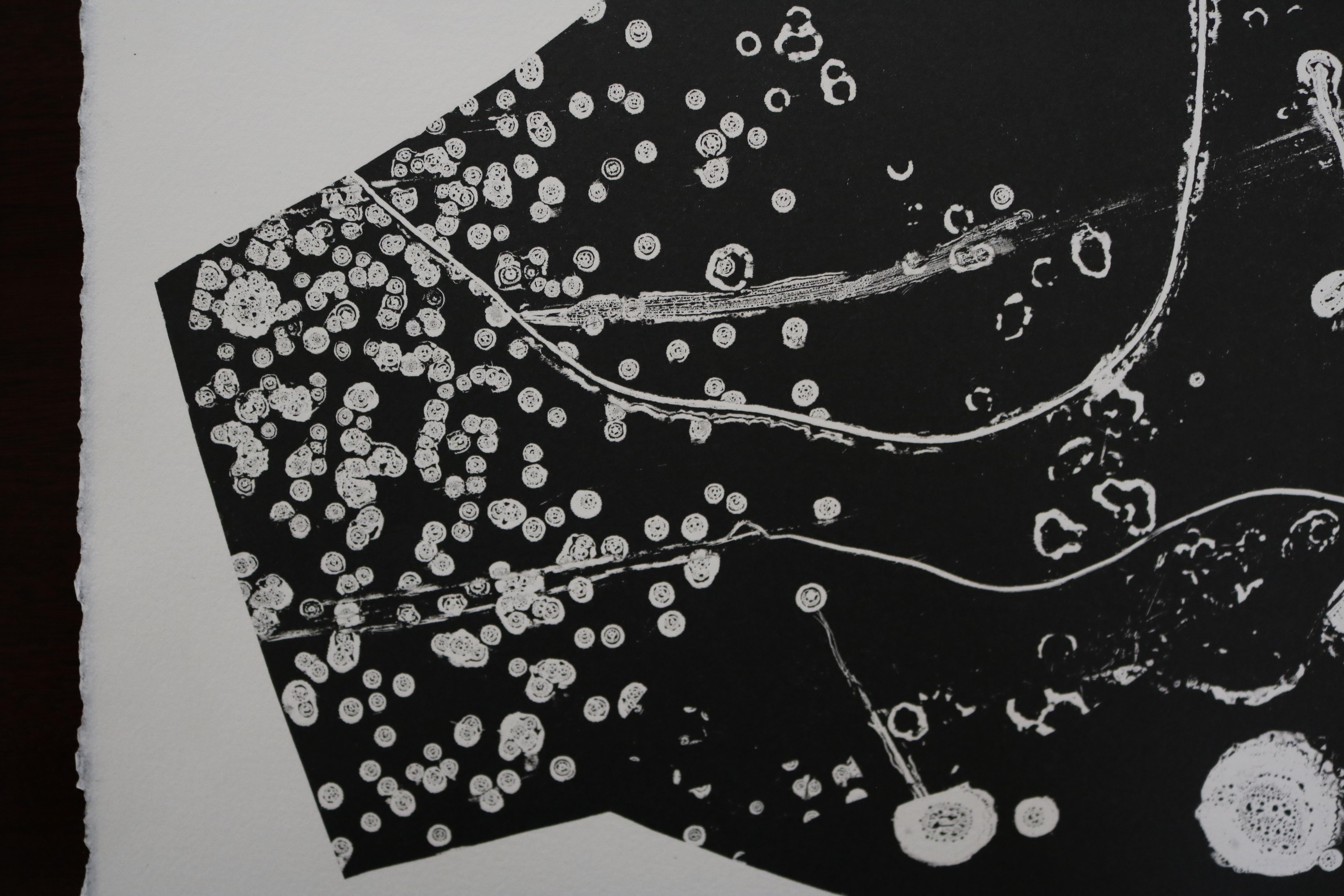 Jupiter Tujo Schwarz-Wei-Abstrakte Lithographie, signiert von L. Siekman (Moderne) im Angebot