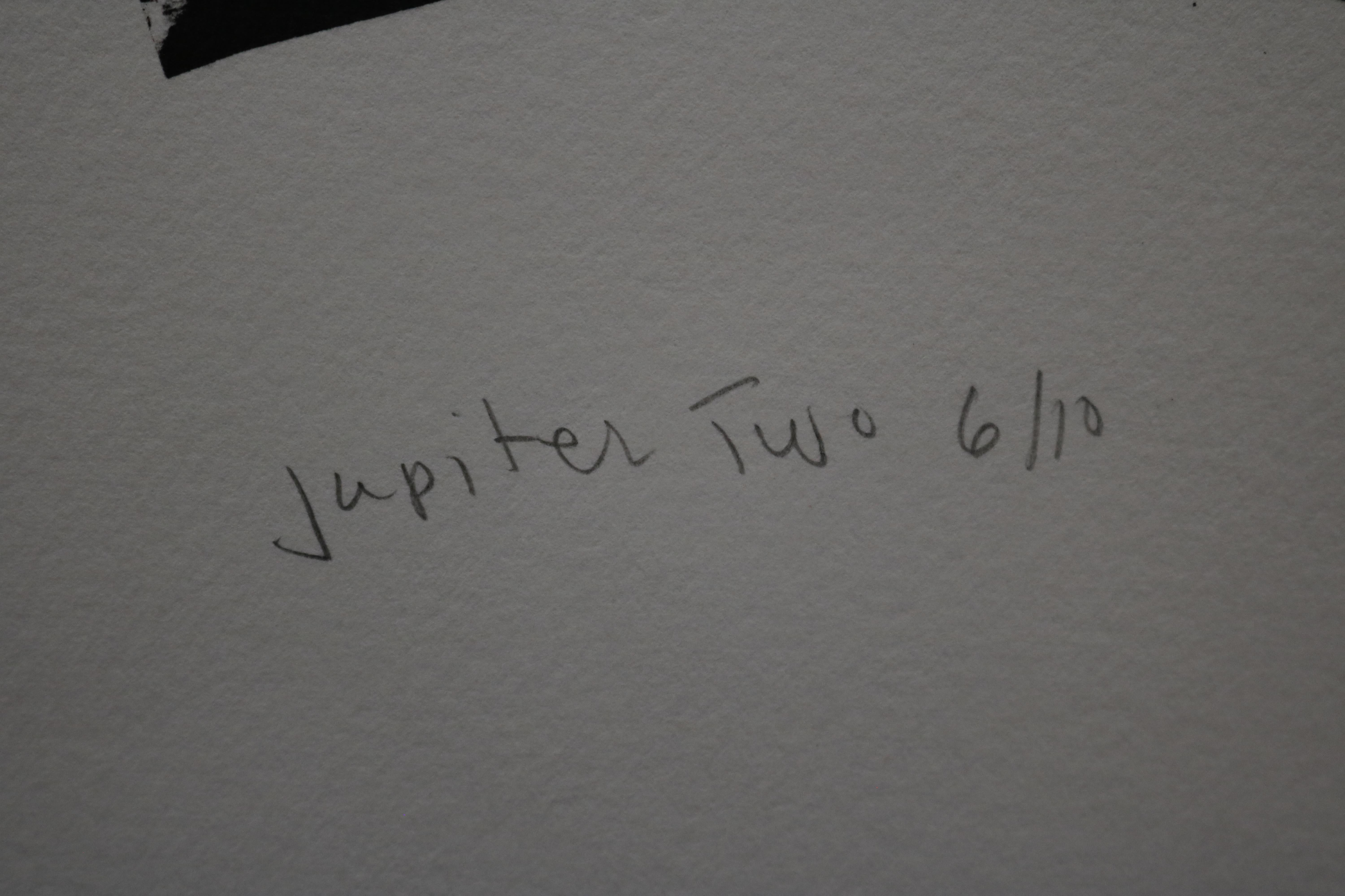 Jupiter Tujo Schwarz-Wei-Abstrakte Lithographie, signiert von L. Siekman (Holz) im Angebot