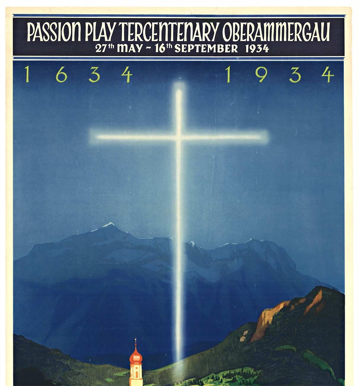 Poster d'epoca originale della Passione di Oberammergau del 1634 - 1934 - Print di Jupp Wiertz