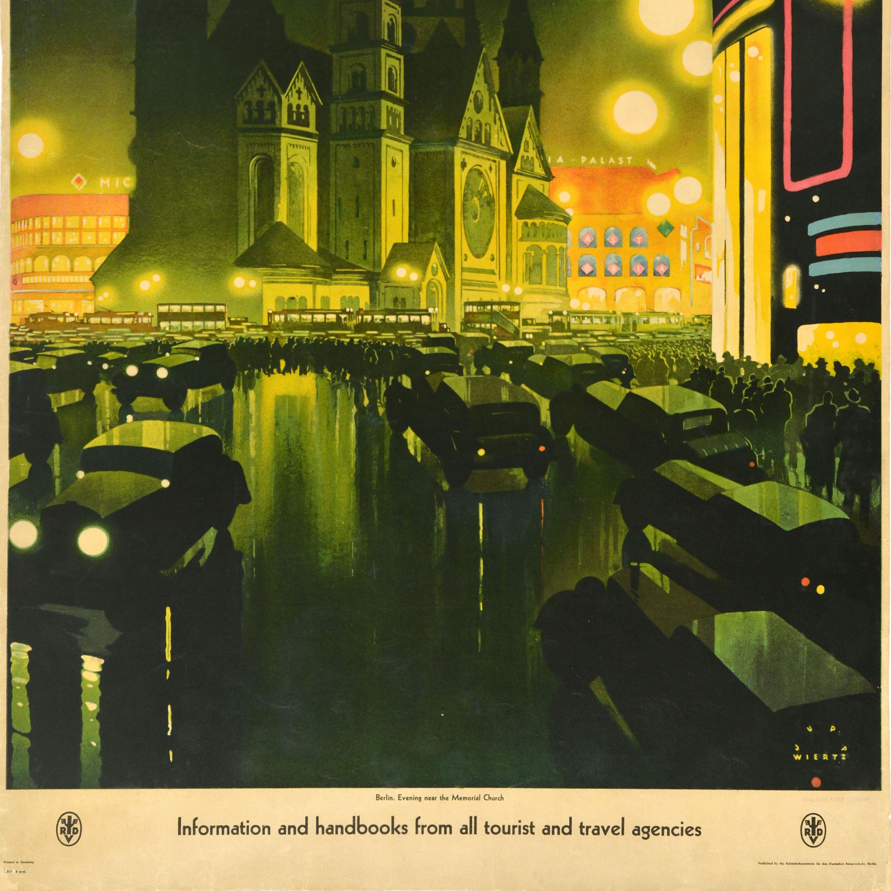 Original Vintage Travel Advertising Poster Berlin Germany Jupp Wiertz Art Deco For Sale 3