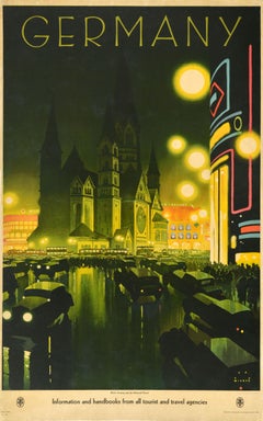 Original-Vintage-Reise-Werbeplakat Berlin, Deutschland, Jupp Wiertz, Art déco