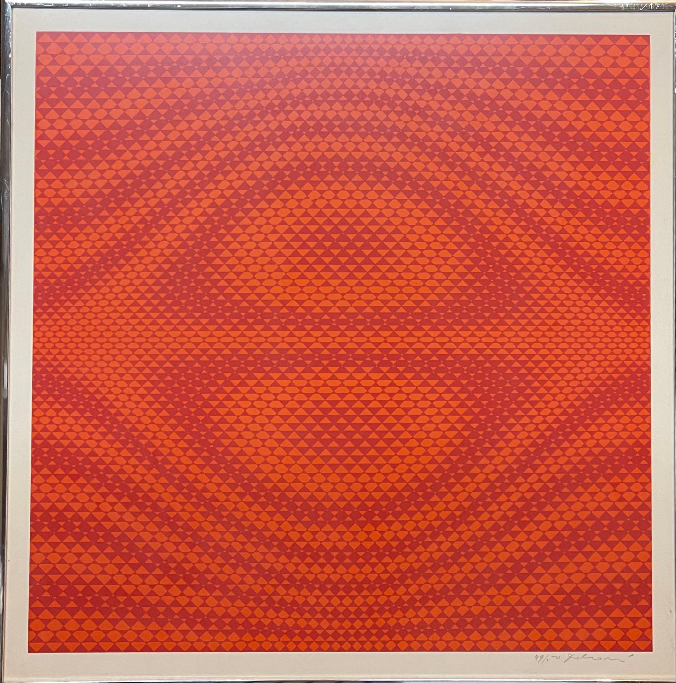 Vintage OP Art Silkscreen Print Juraj Dobrovic Lithograph Kinetic Red 1