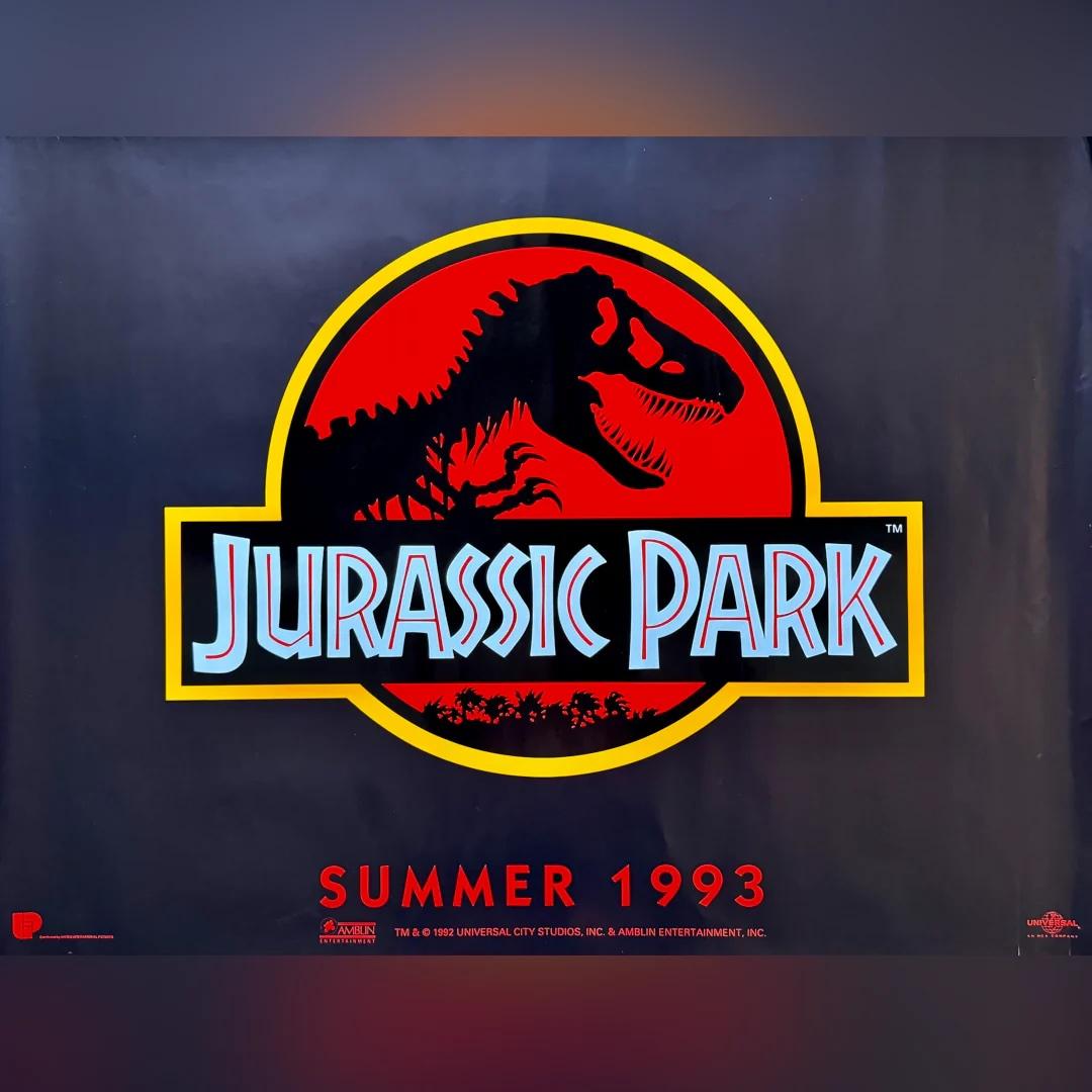 Jurassic Park (1993)
Original British Quad (30 X 40 Inches)

“An Adventure 65 Million Years In The Making”.

The blood red background silhouetting the infamous T-rex skeleton makes for the most iconic and instantly recognisable logo in cinema