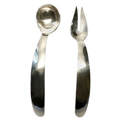 Jurentino Lopez Reyes Sterling Silver Serving Spoon and Fork, Mexico