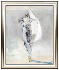 Jurgen Gorg Large Original Painting On Canvas Signed Female Portrait Framed Art