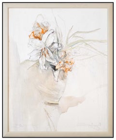 Jurgen Gorg Original Oil Painting On Canvas Signed Large Still Life Flowers Art