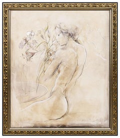 Jurgen Gorg Rare Original Oil Painting On Canvas Nude Portrait Large Signed Art