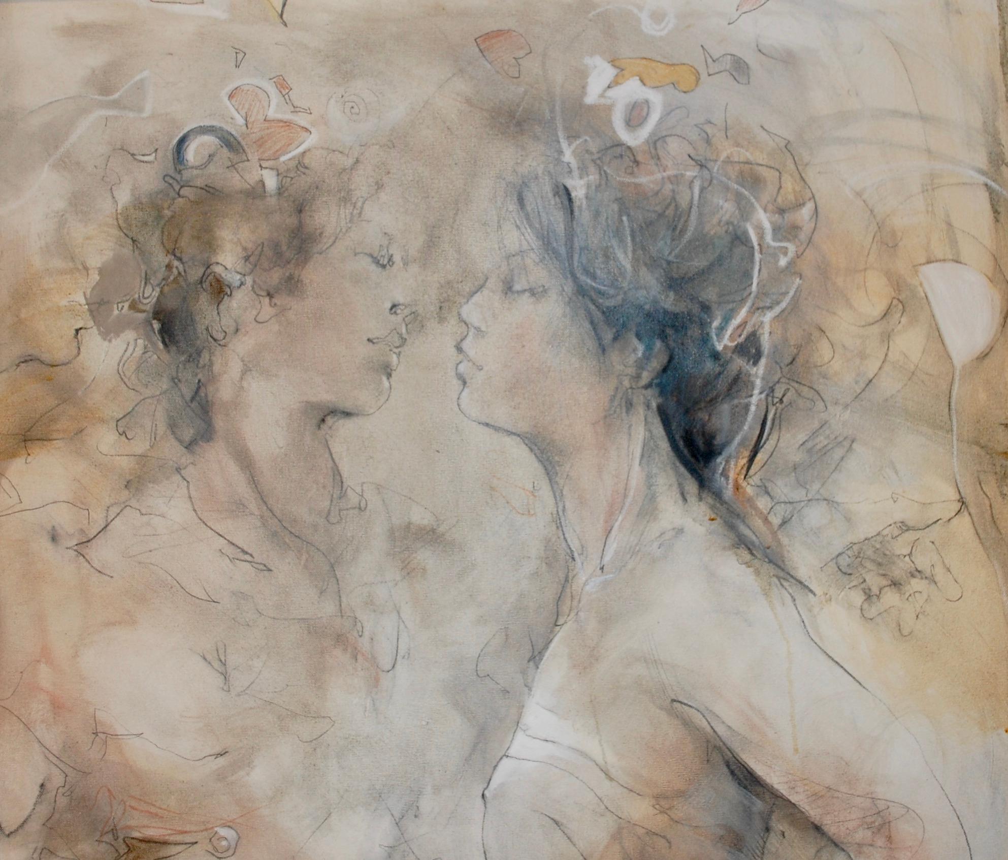 Zwei Figuren Expressionist Öl auf Leinwand – Painting von Jurgen Gorg
