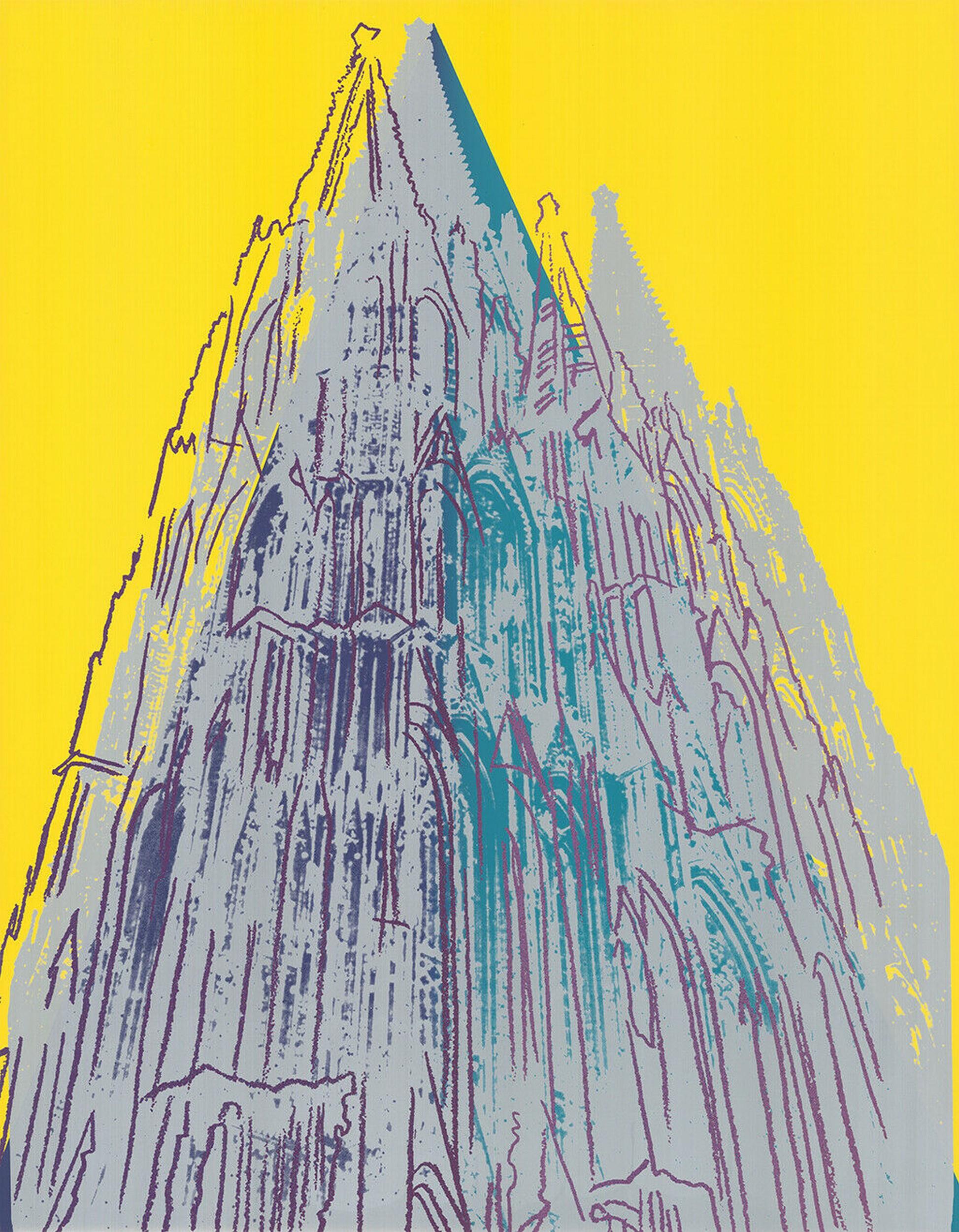 Cologne Cathedral (Yellow, Teal) (Pop Art, Andy Warhol)  - Print by Jurgen Kuhl 