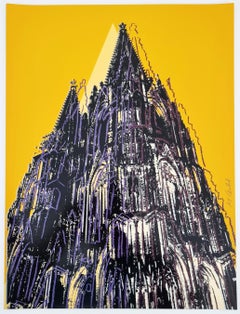 Cologne Cathedral (Yellow) with Glitter (Pop Art, Andy Warhol)