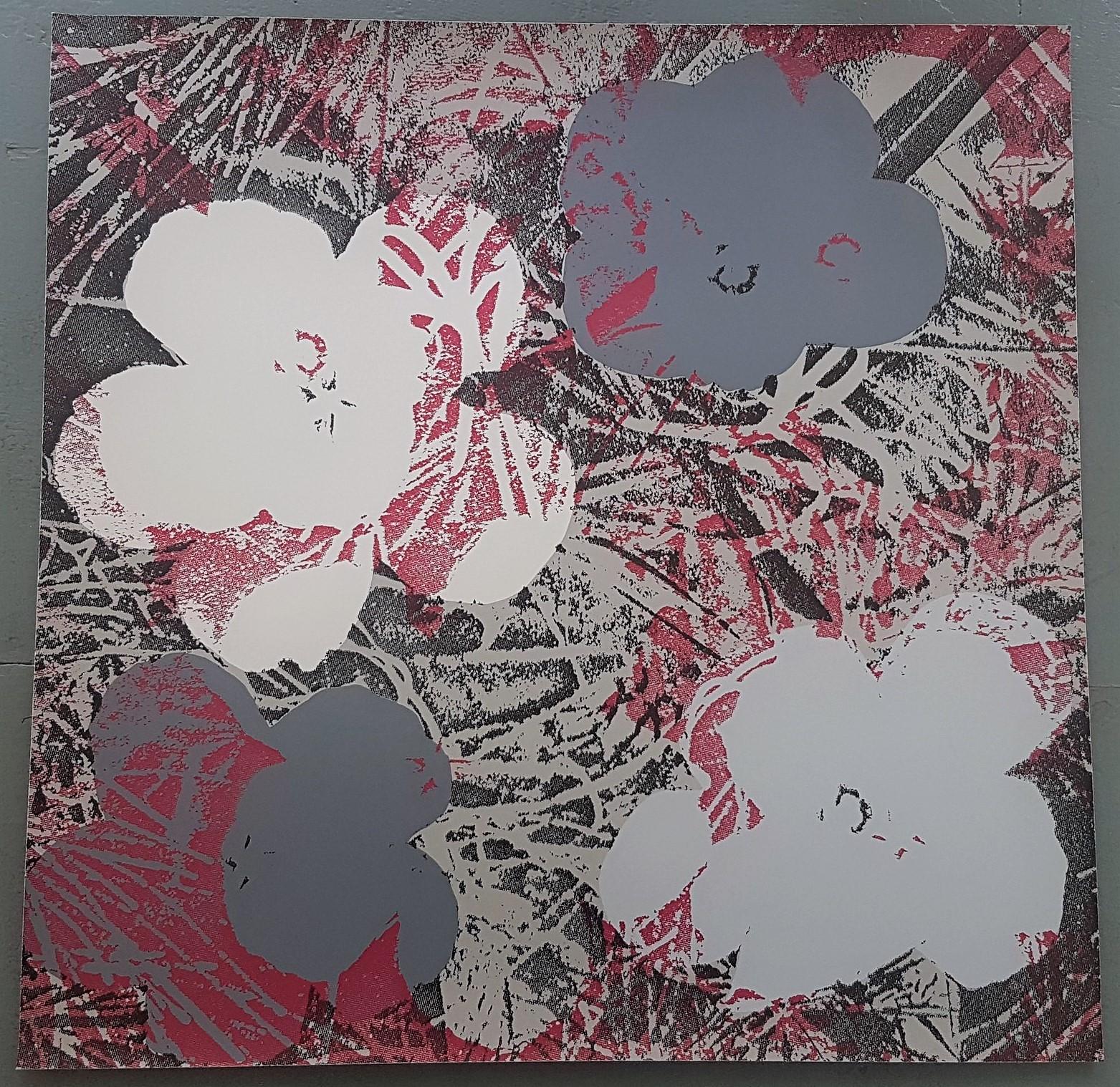 Fleurs (tons gris et rouge foncé - Pop Art) (50% DE RÉDUCTION SUR LE PRIX DE LISTE, DURÉE LIMITÉE) - Print de Jurgen Kuhl 