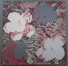 Blumen (Graue und dunkelrote Farbtöne – Pop Art) (50% OFF-LIST-Preis, SCHLUSSVERKAUFSVERKAUFSVERKAUF)